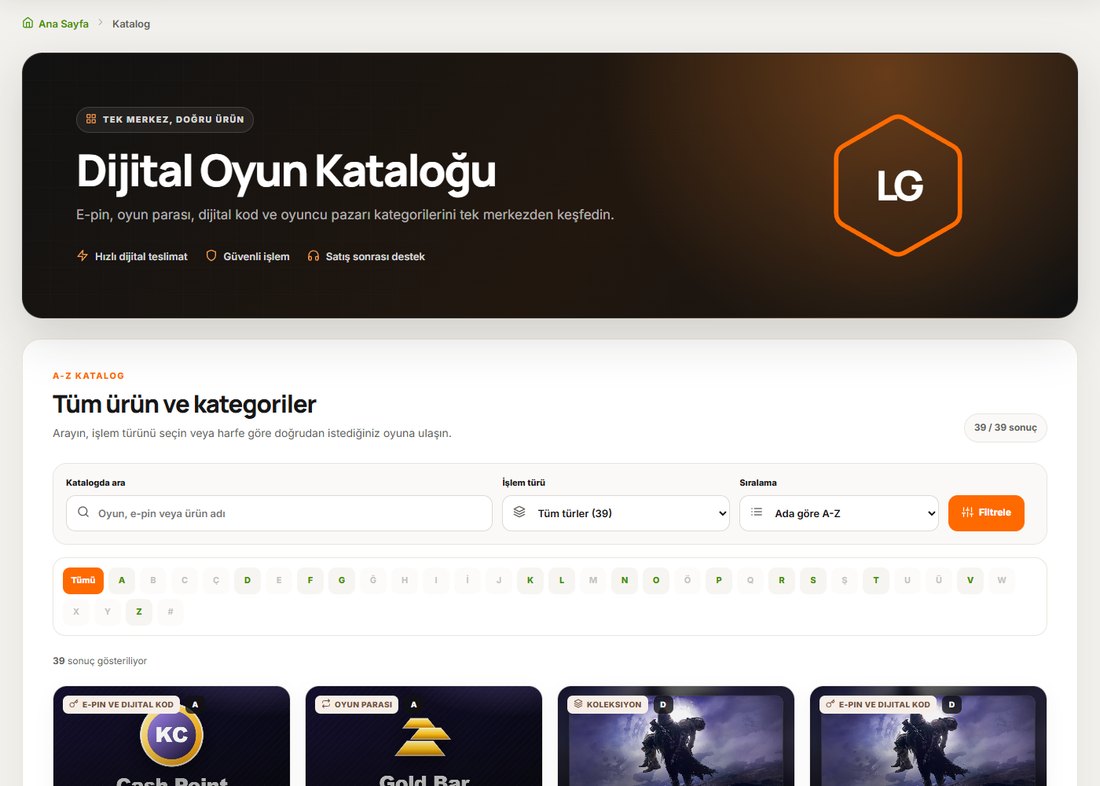 LunoraGame dijital oyun kataloğu
