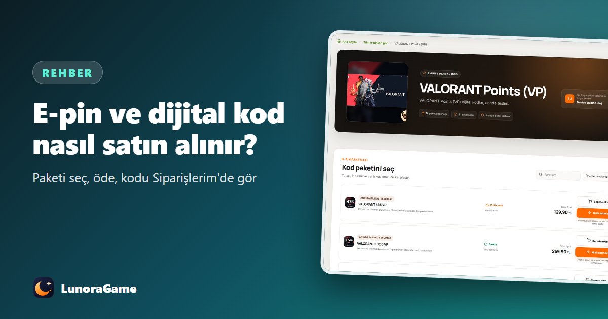 E-pin ve dijital kod nasıl satın alınır? VALORANT VP örneği