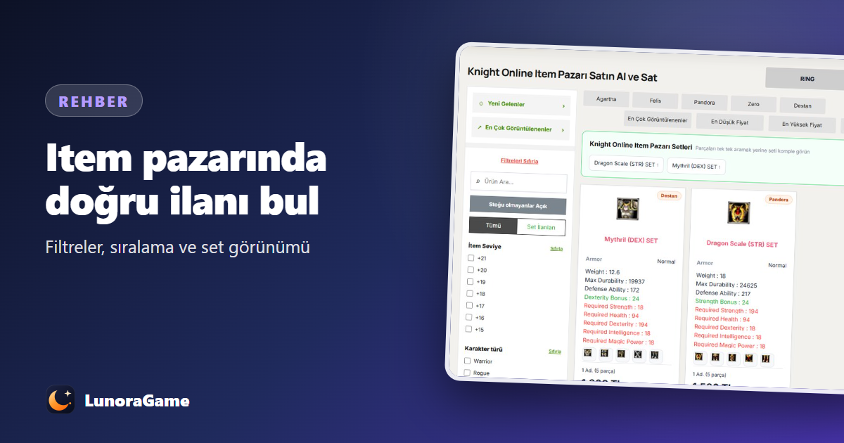 Knight Online item pazarında doğru ilanı nasıl bulursun?